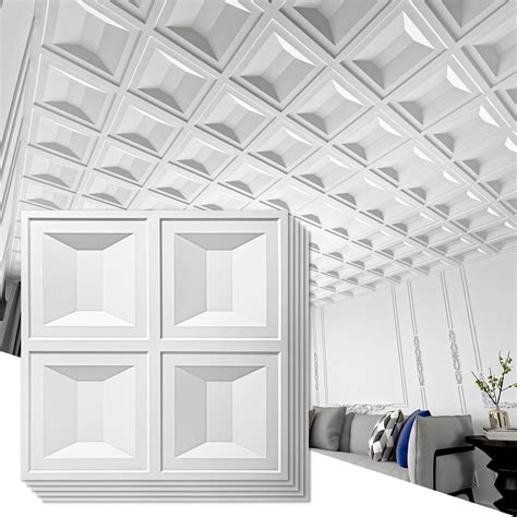 Art3d Drop Ceiling Tiles 24x24, 12 Sheets PVC Decorative Glue up Ceilng ...