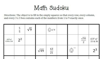 Math Sudoku by Breeze Through Math | TPT