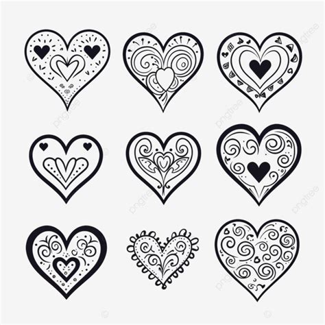 Valentine Hearts Outlines, Valentine Card, Love Card, Valentines Day Card PNG Transparent Image ...