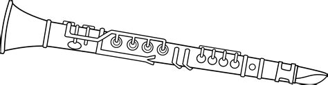 Black and White Clarinet Design - Free Clip Art