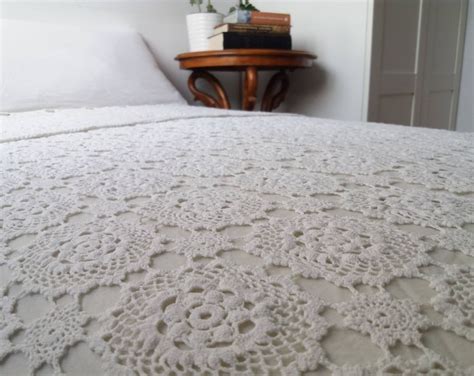 Antique Vintage Crochet Bedspread 100% Cotton Handmade Vintage - Etsy