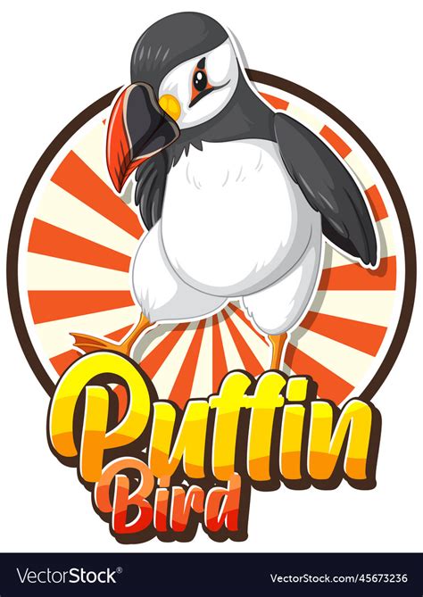 Puffin bird logo with carton character Royalty Free Vector