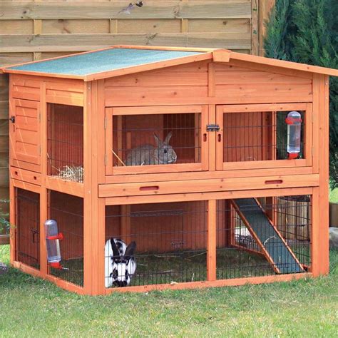 Trixie Natura XL Two Story Rabbit Hutch with Outdoor Run, 53" L X 45"…