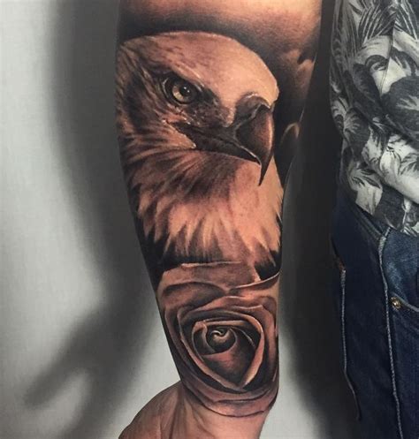 Qualified Eagle Rose Tattoo Rose Flower Eagle Patriotic Guys Back Tattoos | Hand tattoos for ...