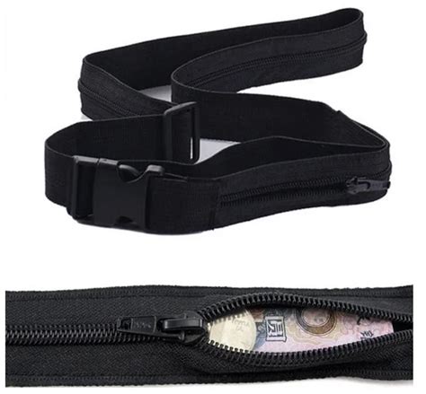 Black hidden Money Belt Security Travel Waist Money Belt For Men Women Running Bum storage Bag ...