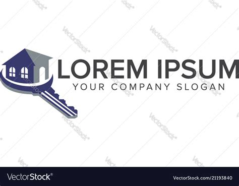 Real estate with key logo design concept template Vector Image