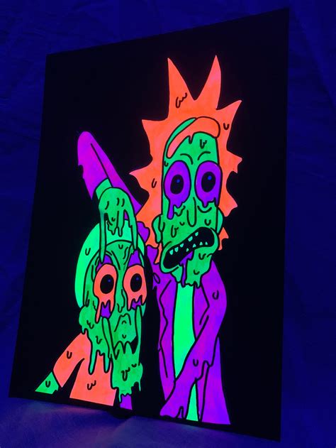 Rick and Morty UV Trippy Art Painting With Frame | Etsy