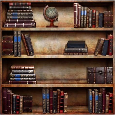 Aoihrraan 1,5x1,5m Vintage Bookshelf Backdrop Retro Library Bookcase Antique Books Photography ...