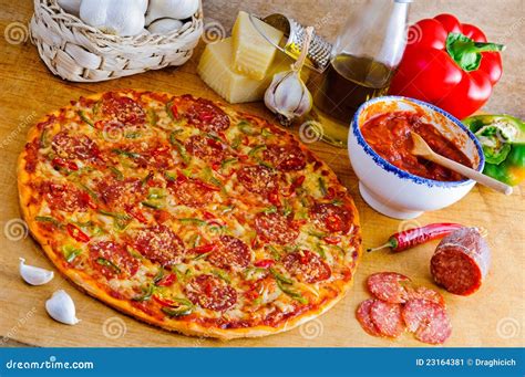 Italian Pizza And Ingredients Stock Image - Image: 23164381