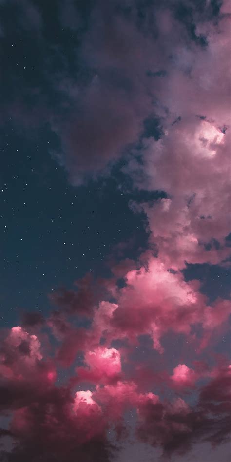 Pink Starry Night Sky