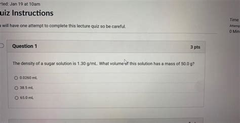 Solved The density of a sugar solution is 1.30 g/mL. What | Chegg.com