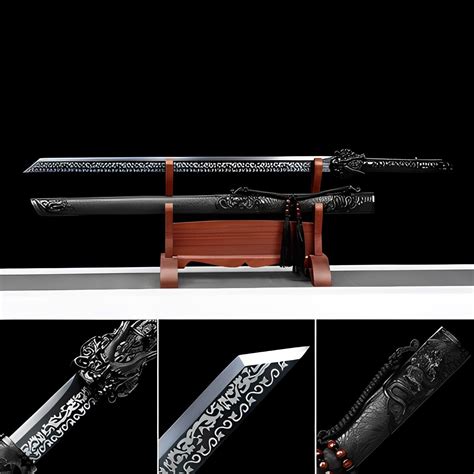 Handmade Dragon King Battle Blade With Black scabbard – BoxKatana