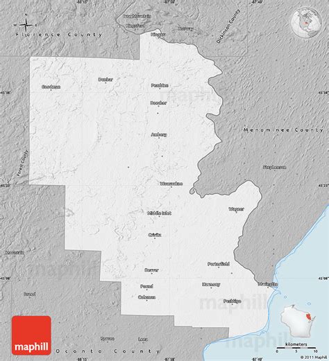 Gray Map of Marinette County