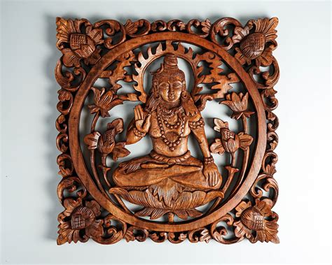 Shiva Wall Decor Hindu God Statue Mahadewa Wooden Art - Etsy