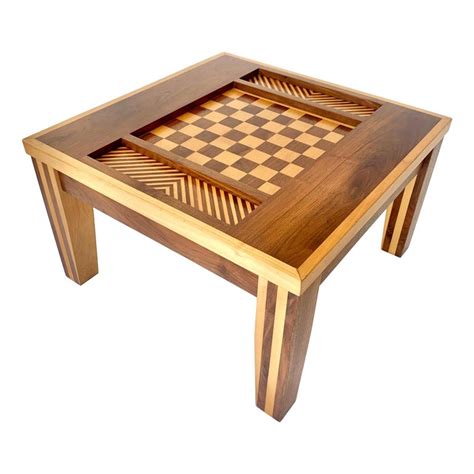 Handmade Walnut Chess Table For Sale at 1stDibs