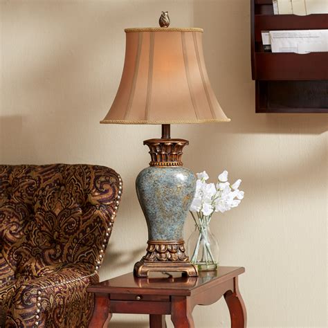 Three Posts Steel Blue 30.5" Table Lamp with Bell Shade & Reviews | Wayfair