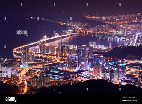 Skyline of Busan, South Korea at night Stock Photo - Alamy