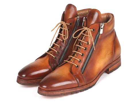 Paul Parkman Men's Side Zipper Leather Boots Light Brown (12455-CML ...