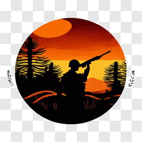 Download Silhouette of Army Soldier Facing Sunset PNG Online - Creative Fabrica