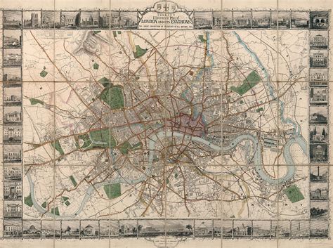 Illustrated Plan of London and its Environs - Map of London - Historic ...