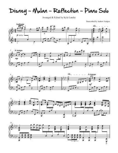 Reflection mulan piano sheet music easy pdf - bezycomplete