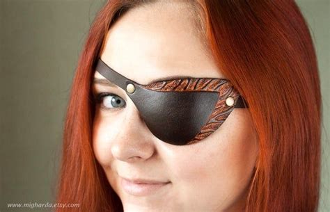 NEW DESIGN!! Leather Woman Eye Patch, Brown Eye Patch, Eye Mask, Leather Eyepatch, Cat Eye Patch ...