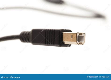 USB Type B Connector Isolated on White Background Stock Image - Image of connector, device ...