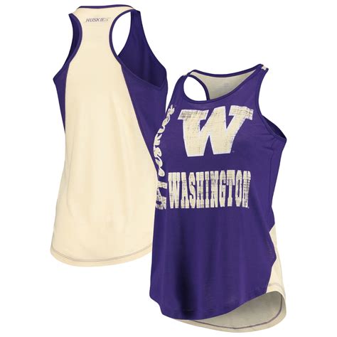 Women's Colosseum Purple/Gold Washington Huskies George Glass 2-Hit Scoop Neck Racerback Tank ...