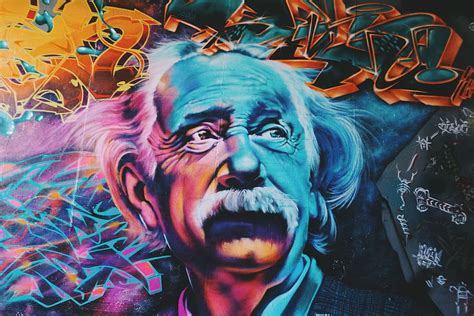 5120x2880px | free download | HD wallpaper: multicolored illustration of Albert Einstein wall ...
