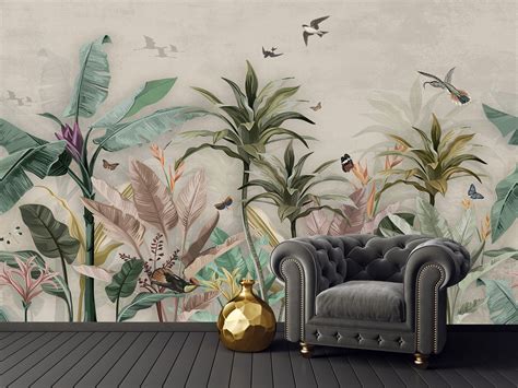 Vintage Jungle Bird Art - Australian Made Eco Friendly Wall Mural