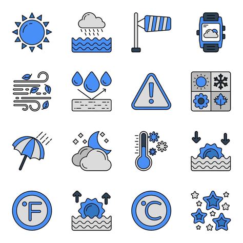 Set of Weather Forecast Flat Icons 25393141 Vector Art at Vecteezy