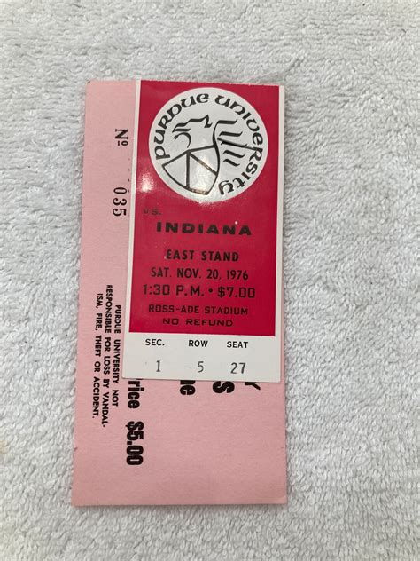 Vintage Purdue Vs IU Football Nov 20, 1976 Ticket Stub and Parking Pass ...