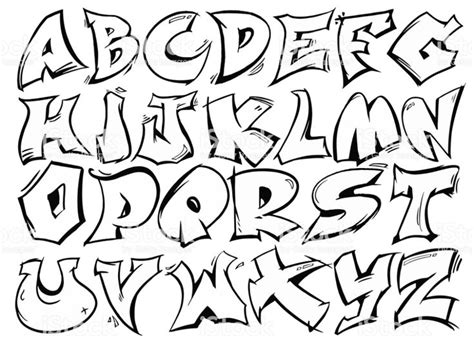 English alphabet vector from A to Z in graffiti black and white style. | Graffiti text, Graffiti ...