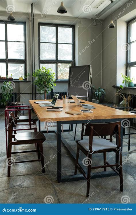 Interior of Large Modern Office with Table and Chairs Stock Image ...