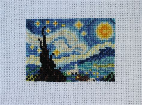 [FO] Here's my tiny rendition cross stitch piece of Vincent van Gogh's ...