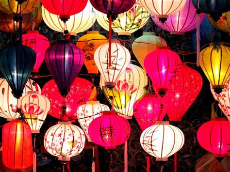 Red lanterns at night stock photo. Image of culture - 139130354