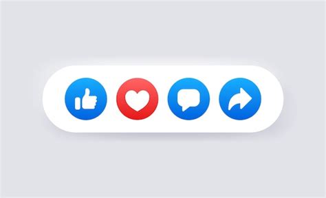 Premium Vector | Facebook social media notification icons like love comment share icon buttons ...