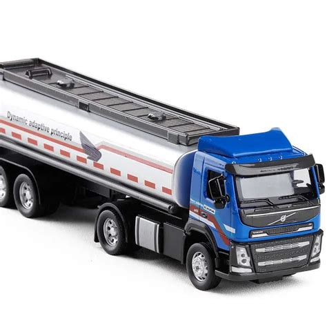 1:50 Volvo Fuel Tank Truck Engineering Diecast Cars Toy Sound Light Music Educational Collection ...