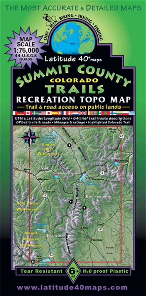 Summit County Trails | Colorado Recreation Topo Map | Latitude 40° maps