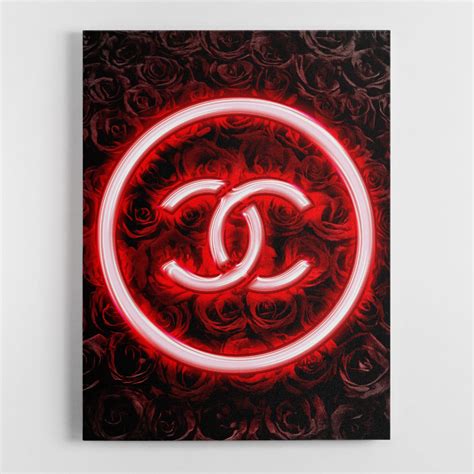 Chanel Logo Neon Style Wall Art