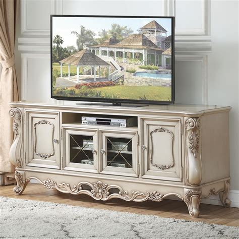 Acme Furniture Gorsedd 91443 Traditional 4-Door Antique White TV Stand | Del Sol Furniture | TV ...