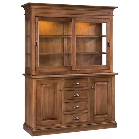 Custom Amish Normandy Customizable Solid Wood Dining Hutch with Accent Lighting | Mueller ...