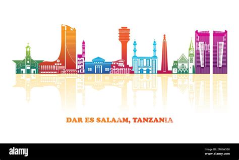 Colourfull Skyline panorama of city of Dar Es Salaam, Tanzania - vector illustration Stock ...