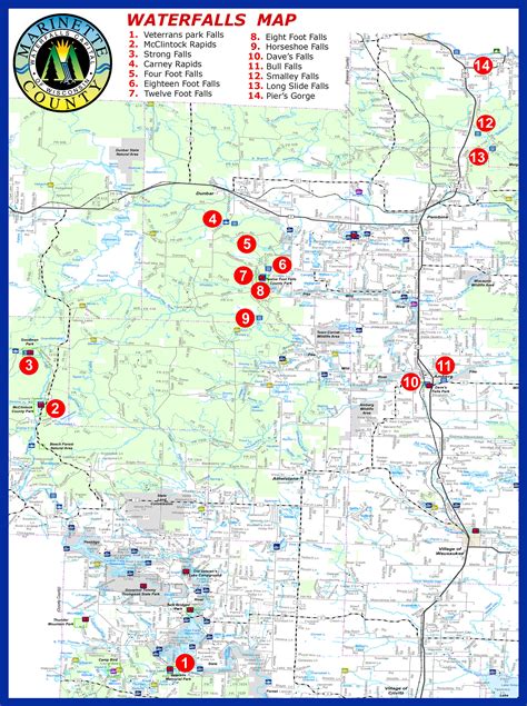 Waterfalls In Wisconsin Map - Campus Map