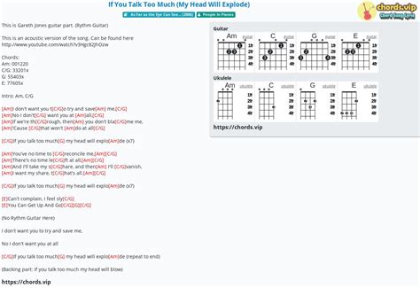 Chord: If You Talk Too Much (My Head Will Explode) - tab, song lyric ...