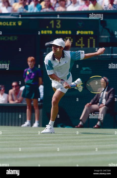 American tennis player Andre Agassi, Wimbledon, UK 1992 Stock Photo - Alamy