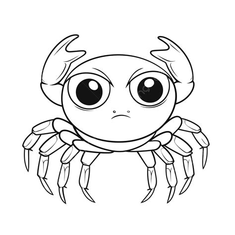 Crab Face Coloring Page With Big Eyes And Sharp Teeth Outline Sketch ...