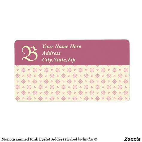Monogrammed Pink Eyelet Address Label Return Address Stickers, Address Labels, Addressing ...