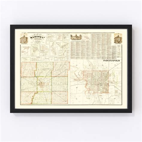 Vintage Map of Marion County, Indiana 1866 by Ted's Vintage Art