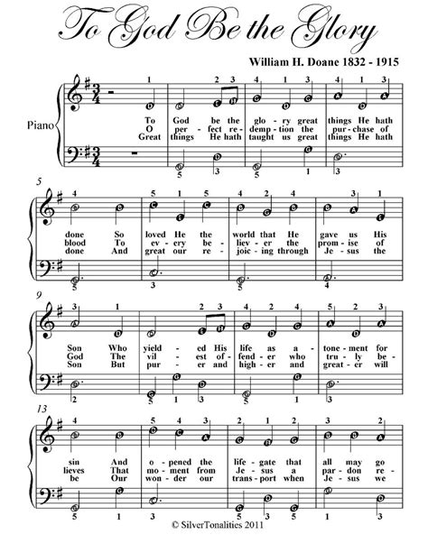 ?To God Be the Glory Easy Piano Sheet Music #, #Ad, #Easy, #Piano, # ...